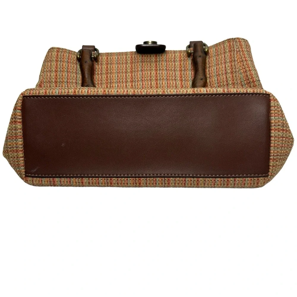 Fossil Purse Bamboo Handle Woven Fabric 3 pocket Handbag 11‎ x 4 x 8